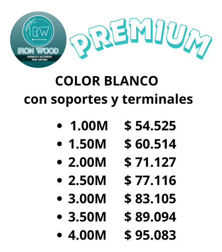 Barral Cortina Ironwood 22mm A Medida De 1 A 4m Linea Nakash Blanco Terminal Dalia