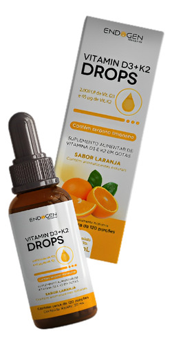 Vitamina D3+k2 2000ui Liquida Gotas Laranja 30ml Endogen Sabor Vitamina D3k2 30ml Laranja