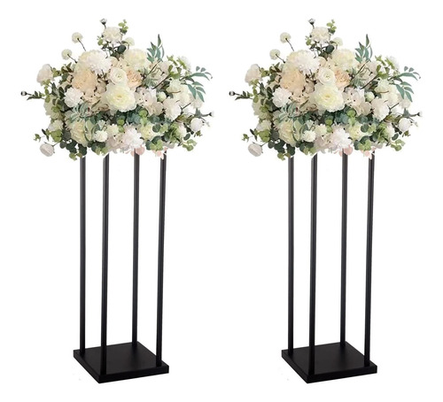 2 Pieza 28  Negro Mate Soporte Flor Boda Jarron Metal Centro