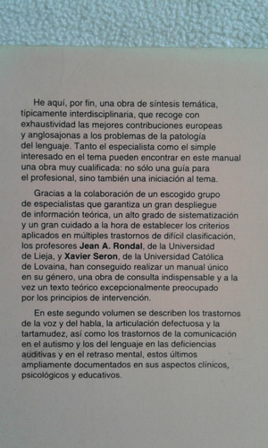 Trastornos Del Lenguaje 2-jean Rondal-xavier Seron-paidos (Usado)