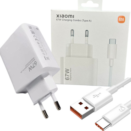 Carregador Turbo 67w P/ Xiaomi Redmi Note 12 Pro`poco X5 Pro Cor Branco