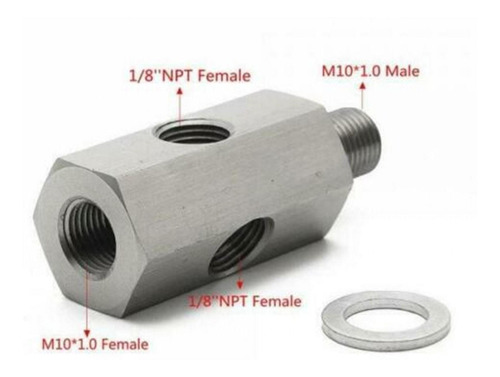 Imagen 4 de 9 de Adaptador T 1/8in Np Sensor De Presión De Aceite Ee A M10 10