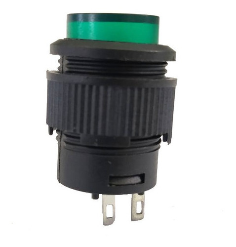 Chave Push Button R16-503b Sem Trava Sem Led Verde 2t