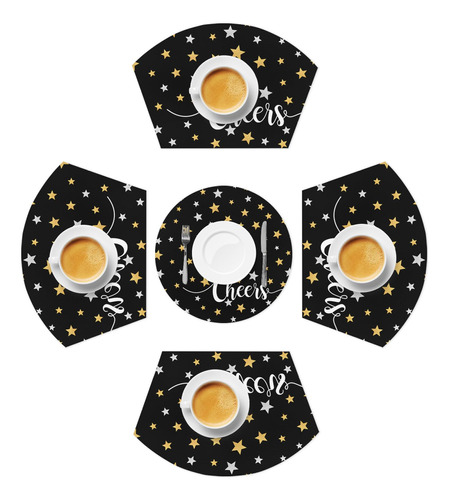 Star Gold Placemats Set Of 5,woven Vinyl Placemat For Square
