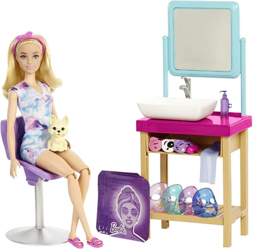 Barbie Set Spa Mascarilla Brillante  18 Accesorios- Mattel