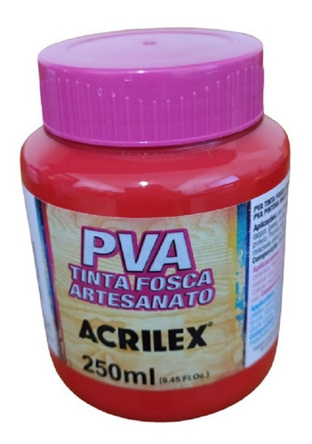 Tinta Pva Fosca 250ml Vermelho Fogo Acrilex Cor 507
