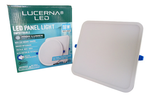 Panel Led 18w 4000k Cuadrado High Lumen Empotrar Lucerna