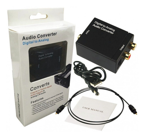 Adaptador Convertidor Audio Óptico A Rca + Cable Optico 1.5m