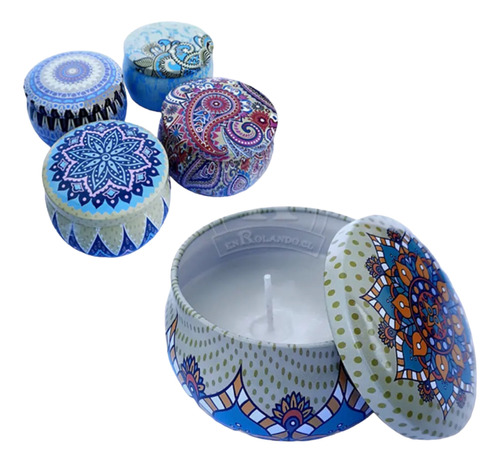 Set De 4 Vela Mandala Con Aroma 