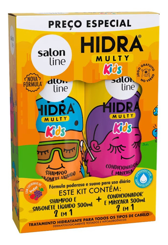 Kit Hidra Multy Kids Sh + Cond 300ml Salon Line - Frutas