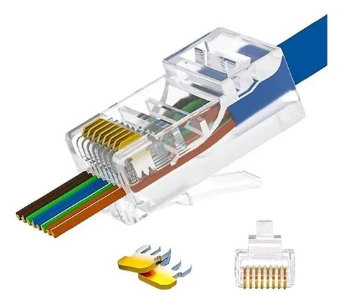 Bolsa De Conectores Pasantes Rj45 Cat 6 100 Unidades