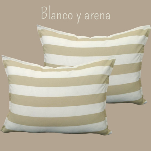 Imagen 4 de 7 de Fundas Almohadones 50x70 Tusor Nordico Cama Colores Rayados