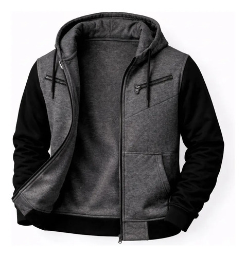Blusa De Frio Moletom Com Capuz Casaco De Ziper