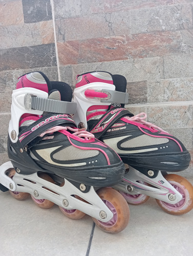 Patines Lineales, Rosado Negro - Regulable Del 34 Al 37 