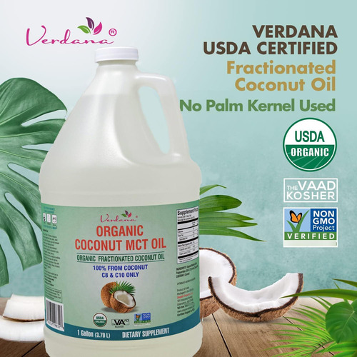 Aceite De Coco Orgánico Mct Certificado Usda Grado Alimentic