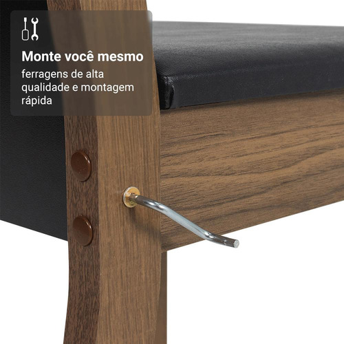 Sala jantar mesa tampo MDJA080007D8PT vidro 8 cadeiras cor rustic e preto
