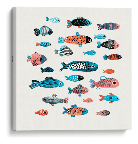 Canvas Lab Cuadro Escuela De Peces I 30x30, Jacob Green