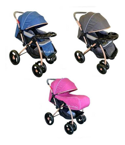 Coche Cuna Para Bebe Ebaby (multifuncion) Aluminio Bronce Color Azul Color del chasis Negro