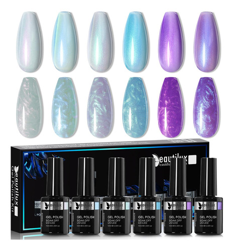 Beautilux Esmalte De Unas De Gel Perlado, 6 Colores De 0.3 O