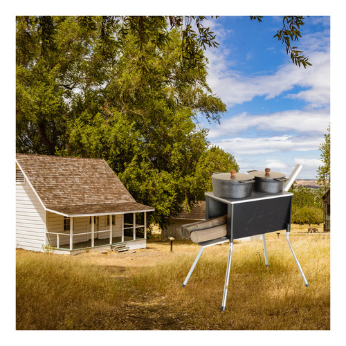 Fogão A Lenha com Duas Bocas Portátil E Churrasqueira Ideal Para sua Comida e Churrasco com Gostinho do Campo