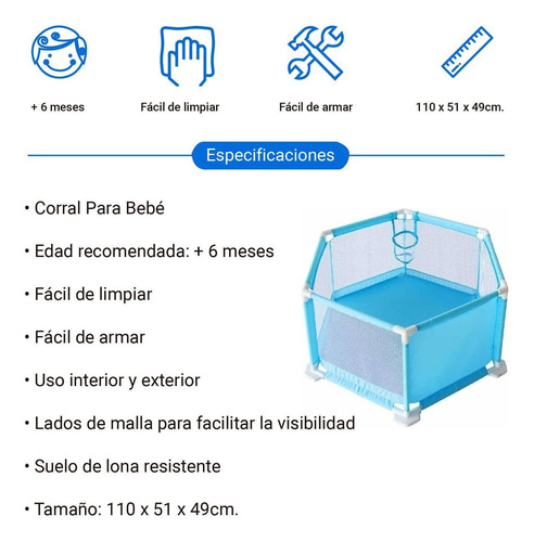 Imagen 6 de 6 de Corral Corralito Para Bebé Niños Y Juguetes Desarmable