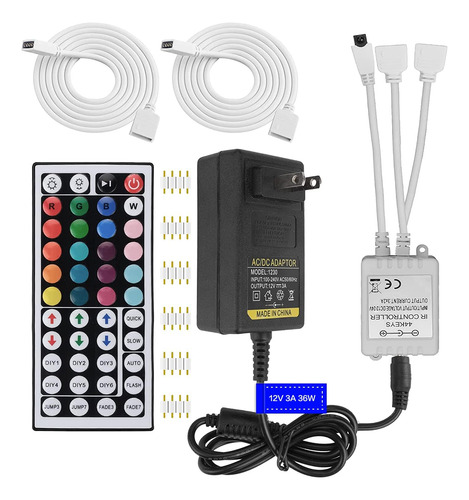 Control Remoto De Luces Led Ir De 2 Puertos Y 44 Teclas, Caj