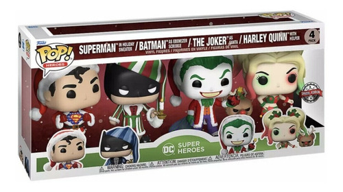 Figuras Coleccionables Funko Pop Dc Heroes Christmas 4 Pack