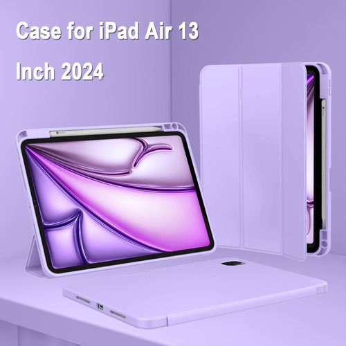 Funda Para iPad Pro 13 M4 2024 Morada Inteligente Soporte