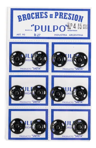 Broche A Presión Marca Pulpo Tira N°4 De 15mm X 12 Unidades