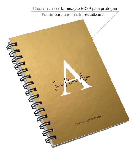 Caderno Personalizado Moderno Metalizado Cores 14x20 100 Fls