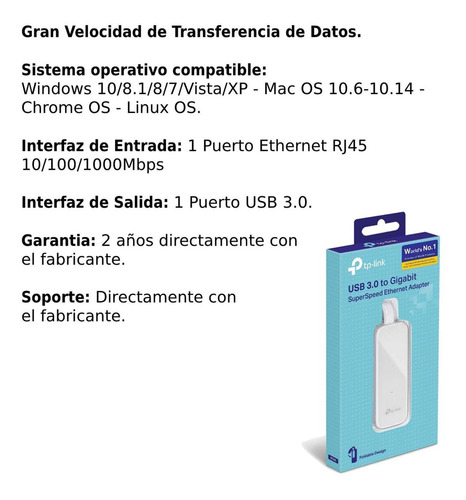 Imagen 9 de 12 de Adaptador De Red Rj45 Gigabit Ue300 Tp-link