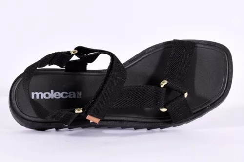 Sandalias Moleca Tiras Velcro Mujer Negro Talle 35 Nuevo