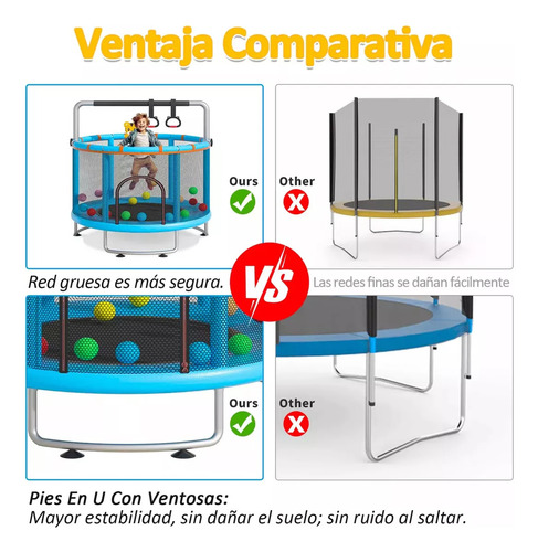 Porik Trampolin Para Niños Tumbling Resortes Red Seguridad