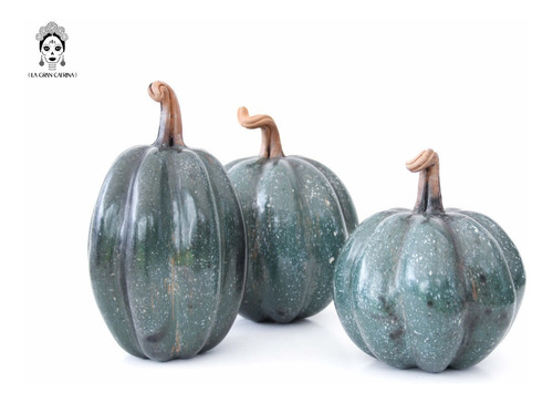 Calabazas Ornamentales De Barro Pintado - Juego Grande