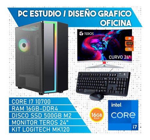 Cpu Intel Core I7-10700 Ram 16gb Disco Ssd 500gb Monitor 24 