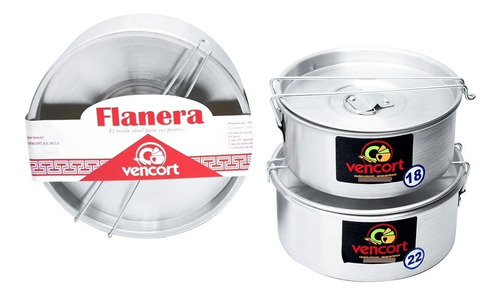 Juego De Flaneras 3pzs Baño María Fiambrera Molde Vencort Color Gris