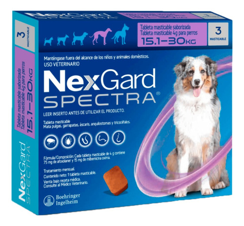 Antipulgas Antigarrapas Nexgard Spectra 15-30 Kg Caja X3