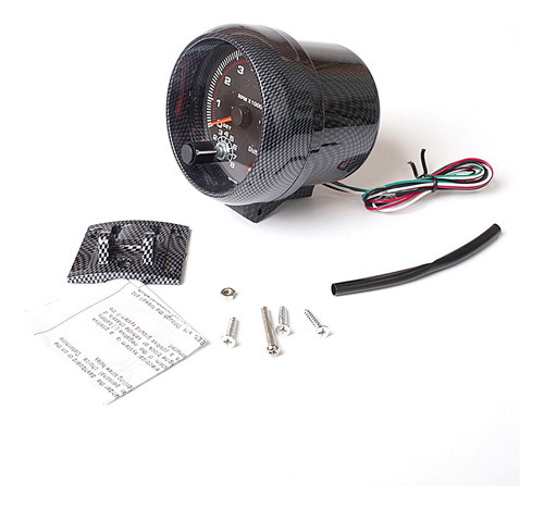Tacómetro Universal De Fibra De Carbono 3.75 Para Coche, Bla