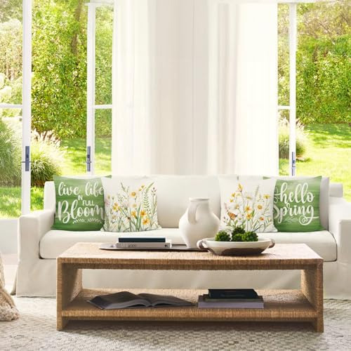 Funda De Almohada Hello Spring Set De 4, 45x45 Cm, Blanco-