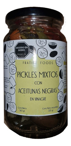 Pickles Mixtos Con Aceitunas Negras Fratine Food X 360grms