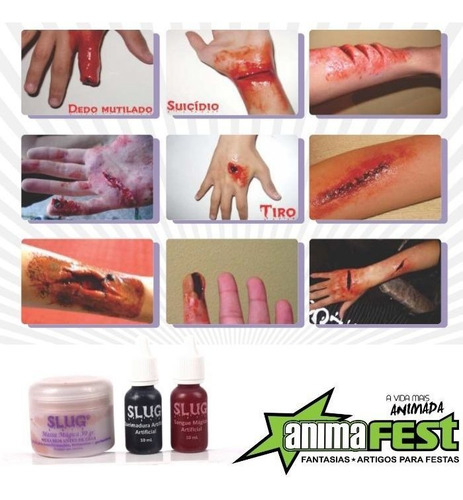 Imagem 6 de 8 de Ferida Falsa Maquiagem Assustadora Sangue E Massa Halloween