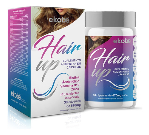 Vitamina Para Cabelo Hair Up 30cáps B7+b9+b12+zinco Ekobé