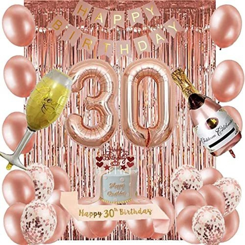 Decoraciones De 30 Cumpleaños En Oro Rosa Para Mujer, 30 Cum