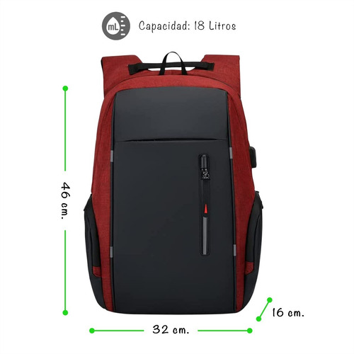 Imagen 3 de 10 de Mochila Antirrobo Urbana Impermeable Con Usb Laptop 15,6