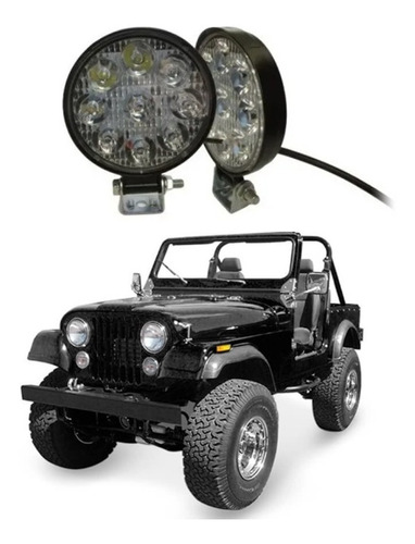 Par Farol De Milha 9 Led 6000k Carros Caminhões Lanchas Jeep