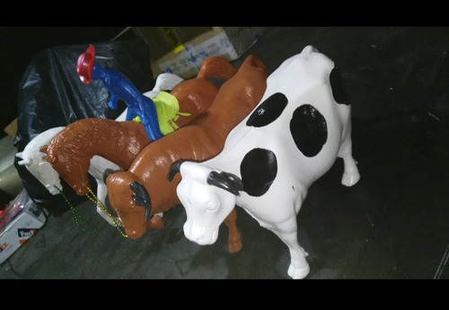 Gcg Juguetes Caballos Vaca Toro Vaquero De Plástico Vintage