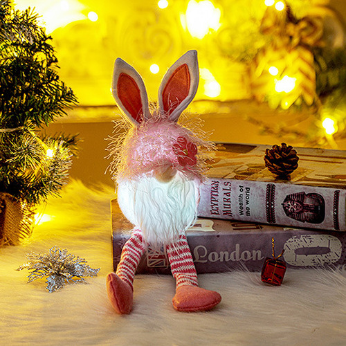 Yellow Led Gnome Santa Plush Decor 35x9x9cm