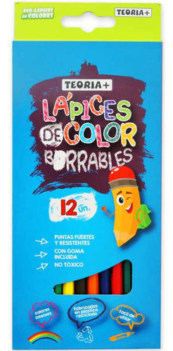 Lapices De Colores Teoria Eco Borrables X12 Serviciopapelero
