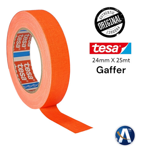 Fita Tecido Gaffer Tape Tesa 24mm X 25m Laranja Fluorescente