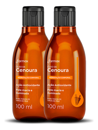 Kit 2 Unidades Óleo De Cenoura Farmax 100ml Corporal